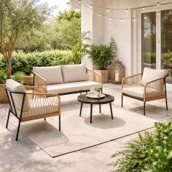 Salotto da giardino con cuscini Felipe naturale