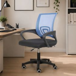 SEDIA GIREVOLE CON SCHIENALE IN RETE ERGONOMICO NERA BLU TE-TR-GQ2L-84N6