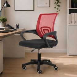 SEDIA GIREVOLE CON SCHIENALE IN RETE ERGONOMICO NERA ROSSA TE-I4-A9U0-9PGX