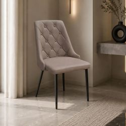 Sedia Janet in metallo nero ecopelle tortora SED129 in soggiorno
