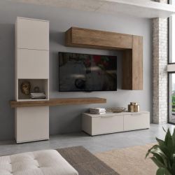 Soggiorno moderno Atena cashmere e noce eastwood