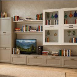 Soggiorno moderno componibile Foster tortora bianco