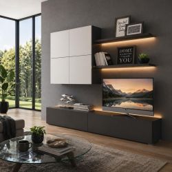 Soggiorno moderno grafite e bianco frassino SG546