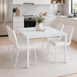 Tavolo Emily 110x70 bianco top vetro TAV2258 in cucina 
