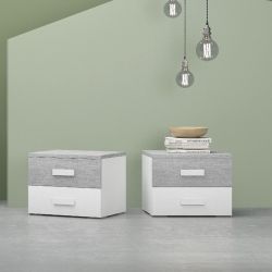 COMODINO MILA FRASSINO BIANCO CEMENTO