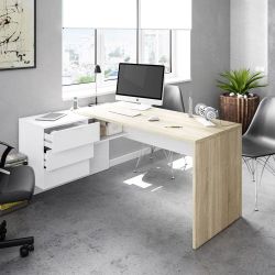 SCRIVANIA ANG.ROVERE E BIANCO 3 CAS. SCR465 144X62X102 CM