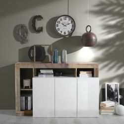 CREDENZA HAMBURGER 3A BIANCO LUCIDO E PERO DE219