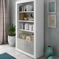 LIBRERIA REVEN CEMENTO BIANCO 2 ANTE E 3 RIPIANI LIB144