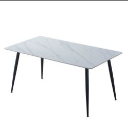 TAVOLO FISSO MILA TOP EFFETTO MARMO BIANCO CM 140X90H75