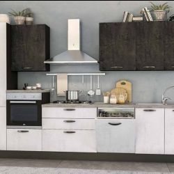 Cucina componibile moderna Lola cemento bianco ardesia SX