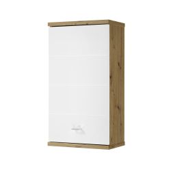 Pensile bagno effetto legno frontale bianco lucido