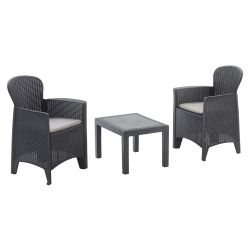 SET AKITA RATTAN ANTRACITE CON CUSCINO GRIGIO