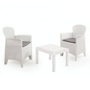 SET AKITA RATTAN BIANCO CON CUSCINI