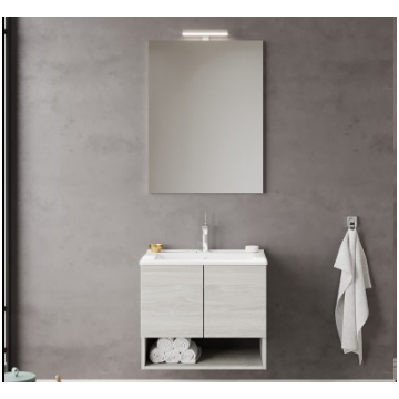 BASE OSLO SOSP 2 A+LAVABO CM.60+SPECCHIO LED+LAMP ROV/GR