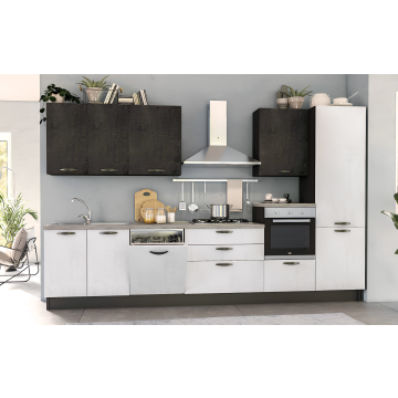 Cucina componibile moderna Lola cemento bianco ardesia Dx