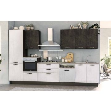 CUCINA COMPONIBILE MODERNA LOLA CEMENTO BIANCO ARDESIA SX