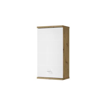 Pensile bagno effetto legno frontale bianco lucido