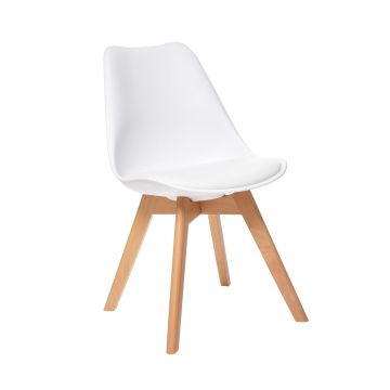 Sedia Flora gambe in legno e bianco