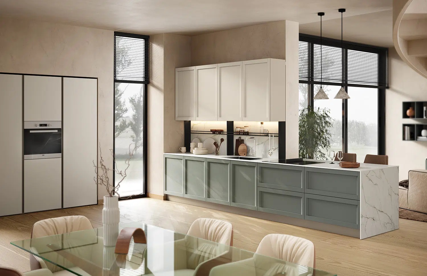 Cucina Caribe grigio efesoverde comodoro
