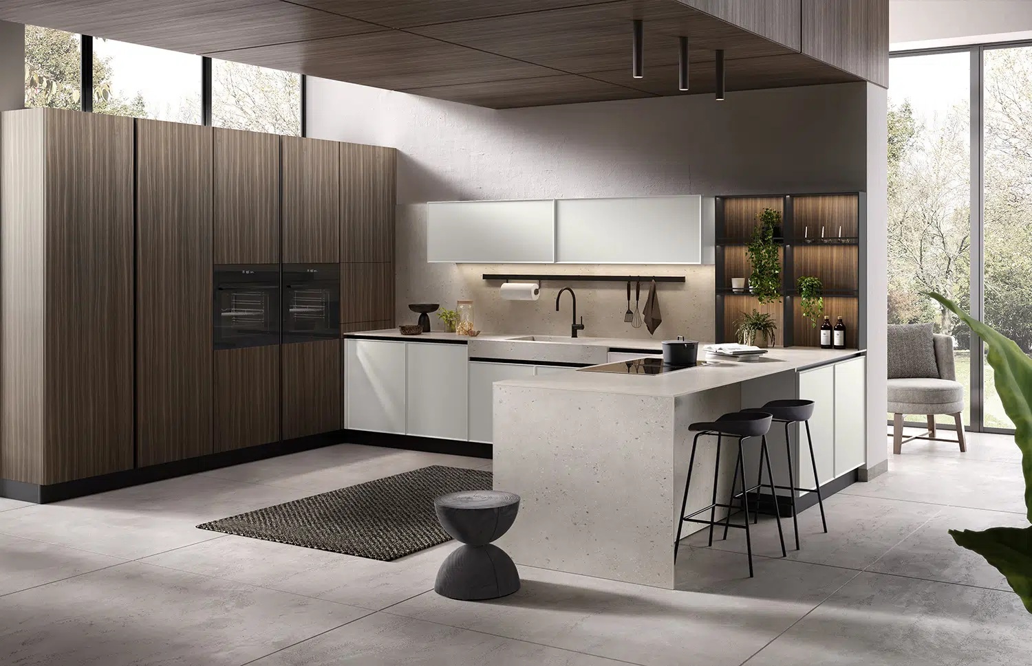 Cucina Nevada noce chiaro e perla opaco