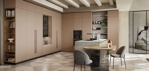 Cucina moderna con isola e finitura opaca