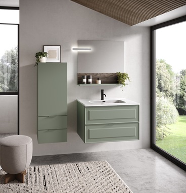 Mobile bagno moderno sospeso Frame verde con colonna