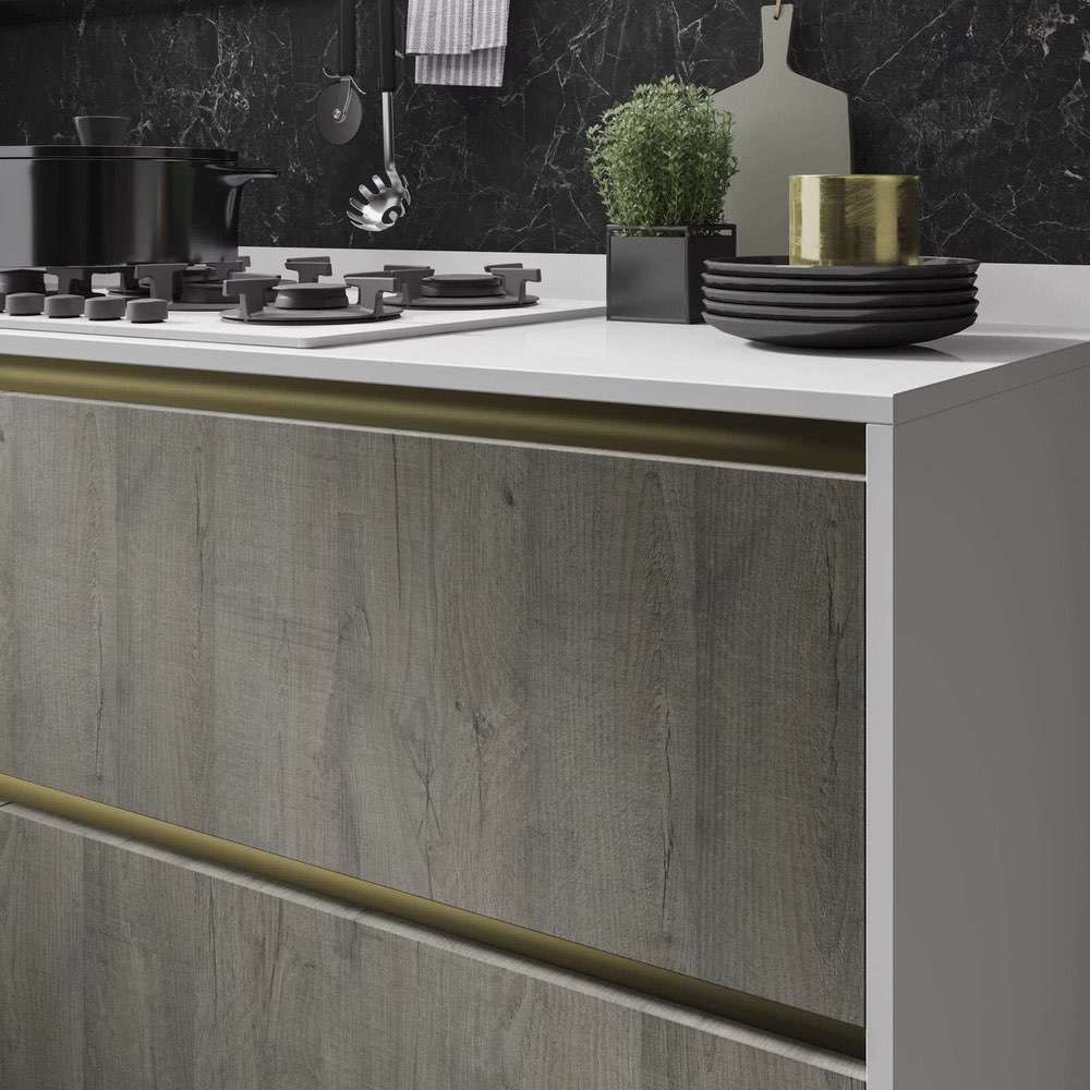 Particolare maniglia gola oro cucina componibile moderna Nevada