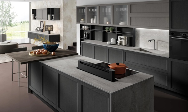 Particolare cucina componibile Lea ardesia grigio