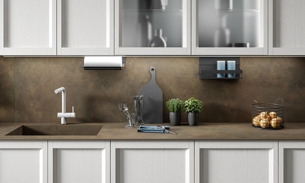 Particolare cucina componibile Lea bianco ardesia