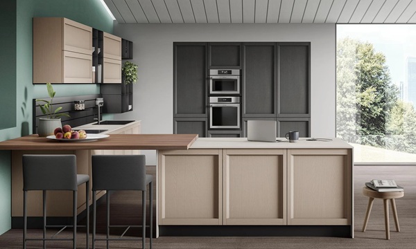 Particolare cucina componibile Lea canapa ardesia